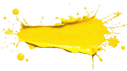 Vibrant Yellow Paint Splatter on transparent background   Expressive Art
