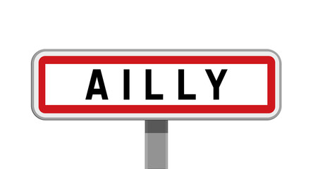 Panneau sur poteau de Ailly, Eure, Normandie