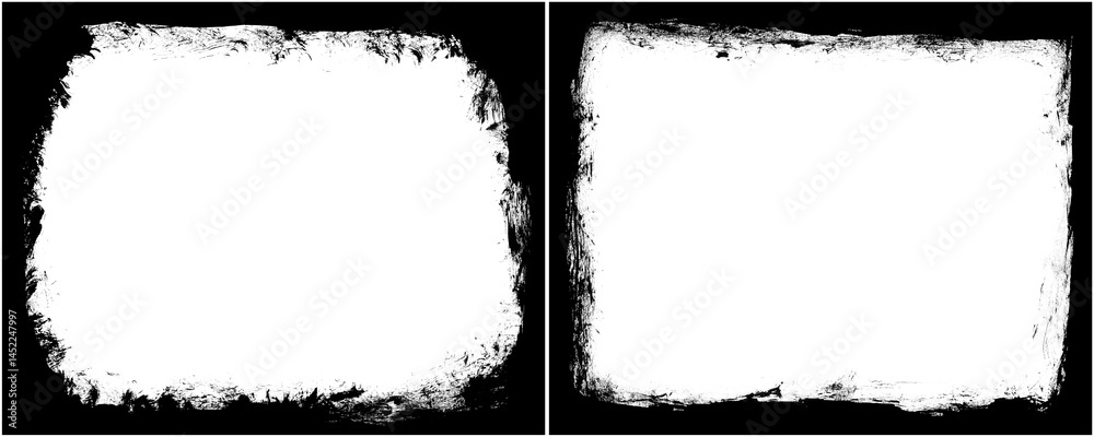 Fototapete set of grunge frames with film border look in black texture isolated on a transparent or white backg