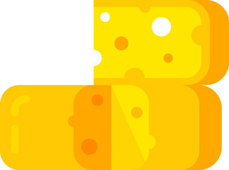 Slices of yellow cheese with holes are stacked, forming a pile, suggesting a concept of abundance and deliciousness, perfect for food related projects