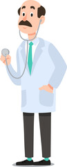 Friendly doctor wearing a stethoscope and white coat, preparing to visit a patient, embodying the essence of healthcare and medical examination in a clinical setting