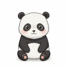Fototapeta premium Cute cartoon panda bear illustration on white background