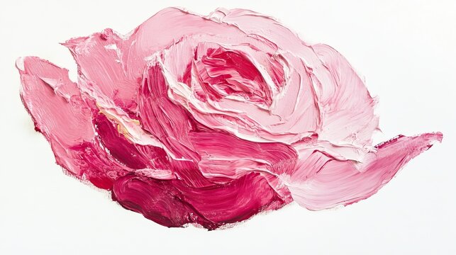 Palette knife impasto stroke of Permanent Rose on white