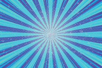 Blue Sunny haze pop art retro vector background. vector illustrations. Speed lines. 