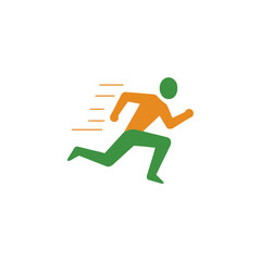 Energetic Runner: An energetic figure, depicted in vibrant colors, sprints forward with dynamic motion, representing speed and vitality in a symbolic illustration.
