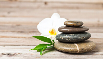 Fototapeta premium spa stones and flower, Custom AI Model