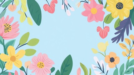Fototapeta premium Flowers frame illustration background graphics.
