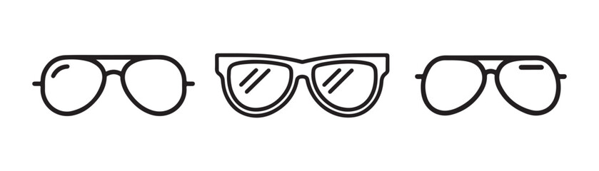 Fototapeta premium Set of sunglass icons. Line art icon. Sunglasses silhouette. Vector illustration eps 10
