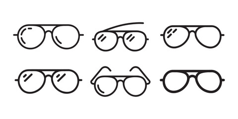 Set of sunglass icons. Line art icon. Sunglasses silhouette. Vector illustration eps 10