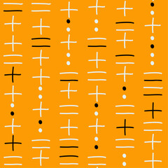 Pattern consists of vertical columns of symbols, including plus signs, short horizontal lines, and dots.