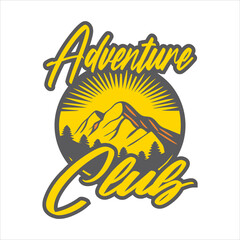 Mountain Outdoor Adventure Illustration Design, Vintage Mountain Outdoor Illustration