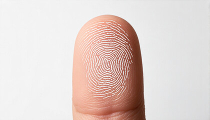 Close-Up of Human Finger with Intricate White Line Fingerprint Pattern