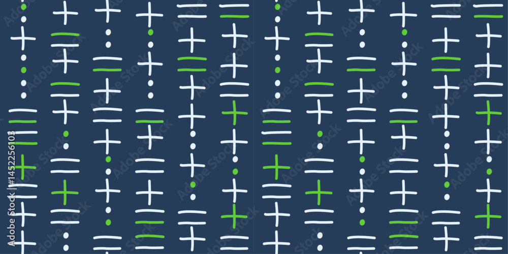 Aufkleber pattern consists of vertical columns of symbols, including plus signs, short horizontal lines, and d