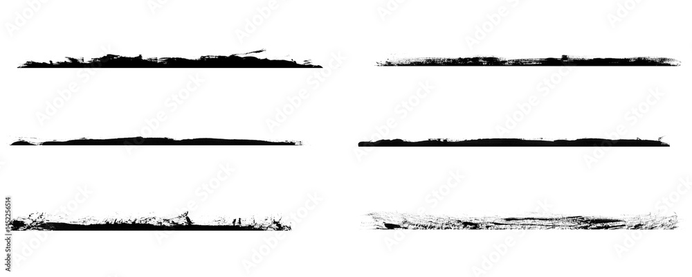 Fototapete grunge ink brush stroke set with hand drawn scribbles and lines isolated on a transparent or white b