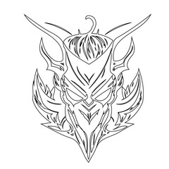 Stylized Devilish Entity Illustration: A Unique Dark Fantasy Line Art Creature