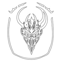 Abstract Line Art: Mysterious Horned Figure with Intricate Detailing