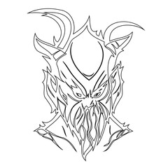 Intricate linear depiction of a mythological entity, a dark conceptual artwork