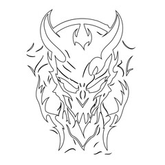 Intricate demonic entity outline design, embodying darkness and abstract form