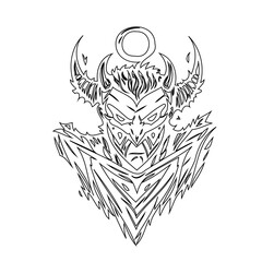 Obraz premium Mystic portrait of a horned figure with sharp features and dynamic lines