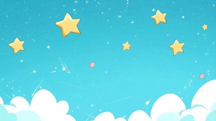 Night sky, stars, clouds, dreamy, children's background