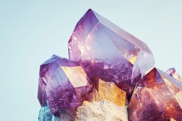 Fototapeta premium Close-up view of multifaceted amethyst crystals.