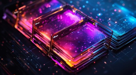 Abstract data network with files and folders for paperless document storage and smart office solutions
 