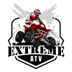 red ATV extreme action sport logo illustration design vector