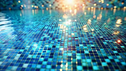 Bokeh Effect Mosaic Tile Texture: Abstract Swimming Pool & Shower Background