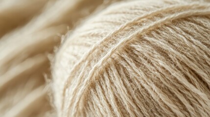 Close-up of a ball of beige yarn