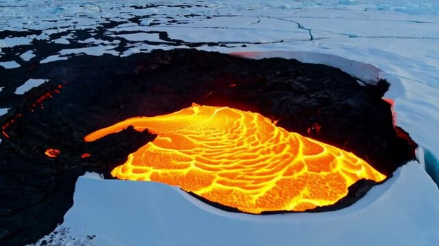 The magma of the ice and snow volcano is surging