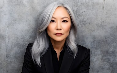 Fototapeta premium Portrait of Confident Mature Woman with Gray Hair