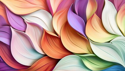 Abstract Colorful Petals Swirling Pastel Floral Art Design