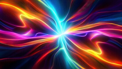 Vibrant Rainbow Light Waves Abstract Digital Art Background