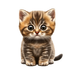 Obraz premium A full-body image of a small, cute kitten standing and looking directly at the camera, isolated on a transparent background