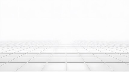 Fototapeta premium White Tile Floor Perspective Minimalist Background