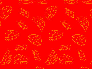Cheese doodle seamless pattern wallpaper. Cheese background pattern for wallpaper.