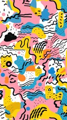 Vibrant doodle pattern abstract art backgrounds.