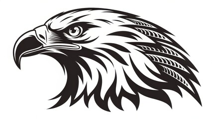 Obraz premium Majestic Eagle Head Profile Black and White Tribal Design Vector Art