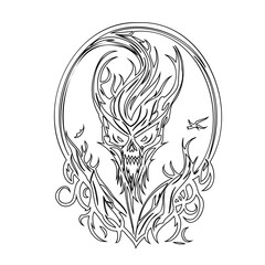 Dark Entity Sketch: Eerie Fantasy Creature Emerging in Detailed Outlines