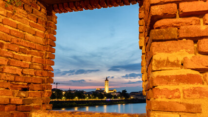 A night in the center of Verone city and italian architecture in Italy on 3th may 2025