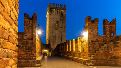 A night in the center of Verone city and italian architecture in Italy on 3th may 2025