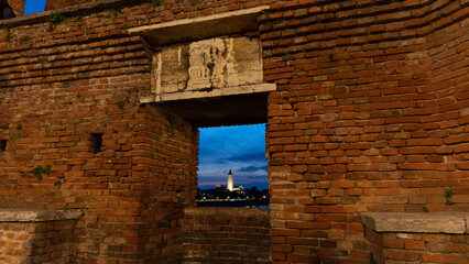A night in the center of Verone city and italian architecture in Italy on 3th may 2025