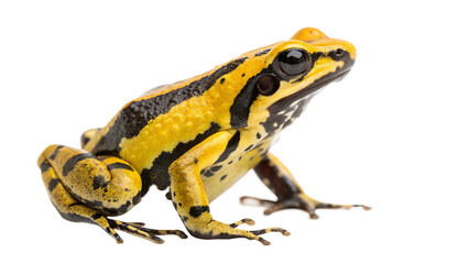 Obraz premium a yellow and black frog isolated on white background PNG. AI GENERATED