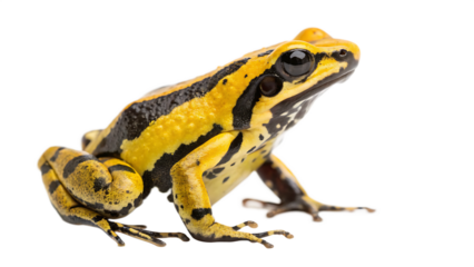 a yellow and black frog isolated on white background PNG. AI GENERATED