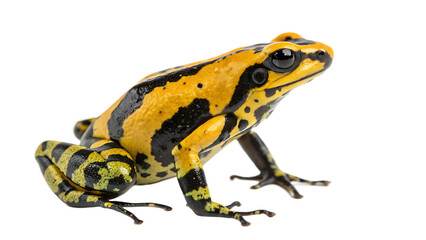 Obraz premium a yellow and black frog isolated on white background PNG. AI GENERATED