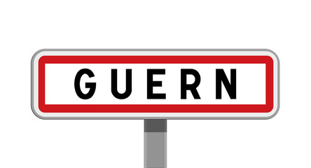 Panneau sur poteau de Guern, Morbihan, Bretagne
