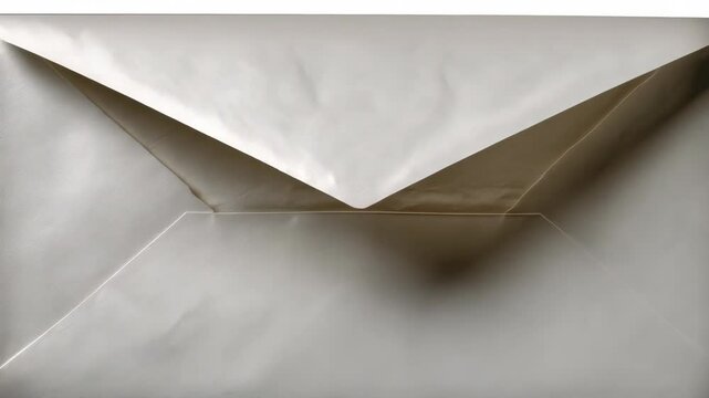 A close-up shot of a bright off-white envelope with the flap partially open, revealing the envelope's inner surface