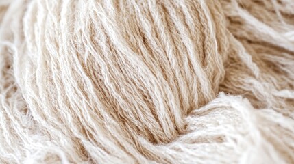 Beige yarn ball close-up