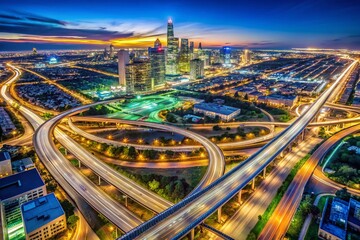 DallasFort Worth Night Panorama Aerial