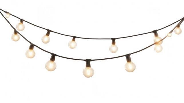 Charming string lights illuminate a festive occasion, casting a warm glow